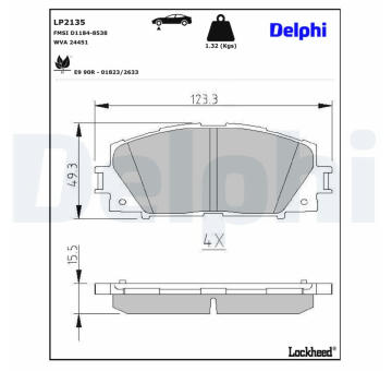 Sada brzdových destiček, kotoučová brzda DELPHI LP2135