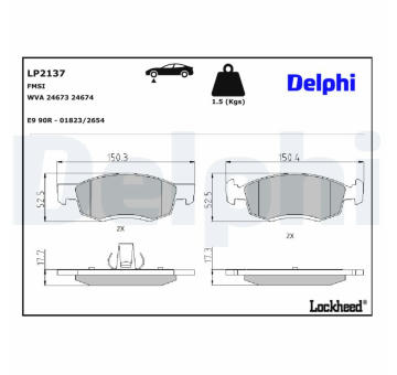 Sada brzdových platničiek kotúčovej brzdy DELPHI LP2137