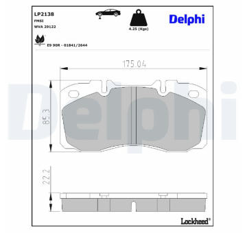 Sada brzdových destiček, kotoučová brzda DELPHI LP2138