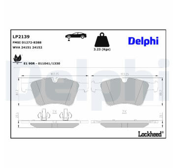 Sada brzdových destiček, kotoučová brzda DELPHI LP2139