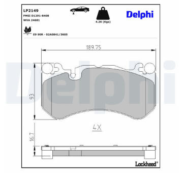 Sada brzdových platničiek kotúčovej brzdy DELPHI LP2149