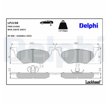 Sada brzdových destiček, kotoučová brzda DELPHI LP2158