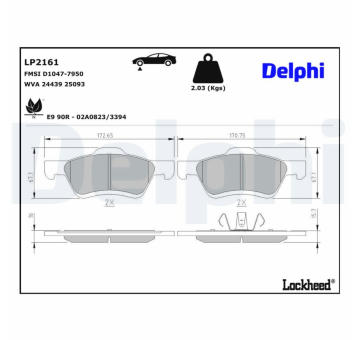 Sada brzdových destiček, kotoučová brzda DELPHI LP2161