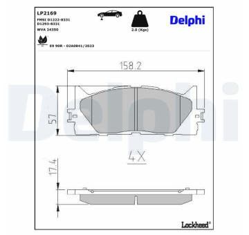 Sada brzdových destiček, kotoučová brzda DELPHI LP2169