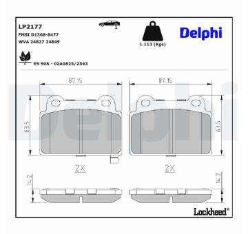 Sada brzdových destiček, kotoučová brzda DELPHI LP2177
