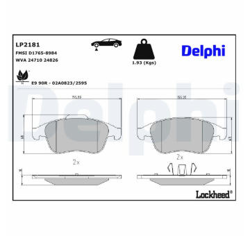 Sada brzdových platničiek kotúčovej brzdy DELPHI LP2181