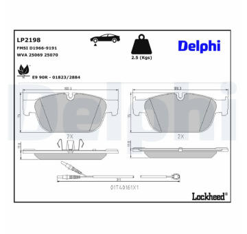 Sada brzdových destiček, kotoučová brzda DELPHI LP2198