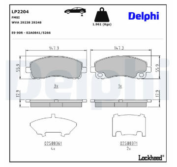 Sada brzdových destiček, parkovací brzda DELPHI LP2204