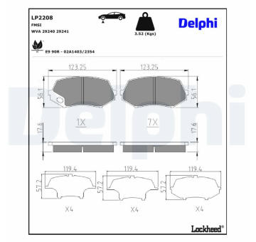 Sada brzdových destiček, parkovací brzda DELPHI LP2208