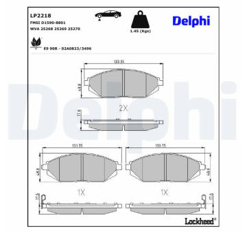 Sada brzdových platničiek kotúčovej brzdy DELPHI LP2218