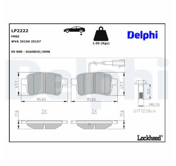 Sada brzdových destiček, kotoučová brzda DELPHI LP2222