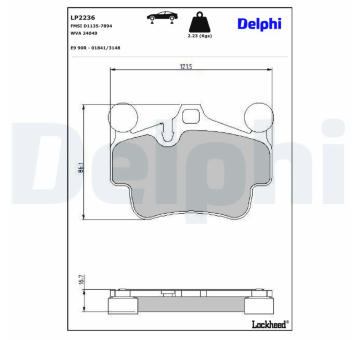 Sada brzdových destiček, kotoučová brzda DELPHI LP2236