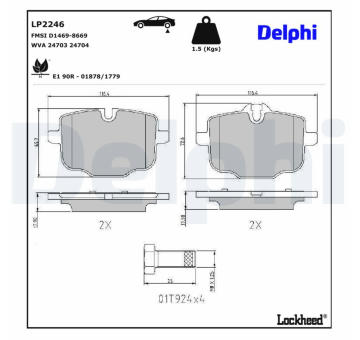 Sada brzdových destiček, kotoučová brzda DELPHI LP2246