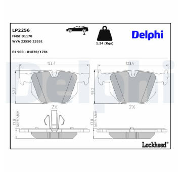 Sada brzdových destiček, kotoučová brzda DELPHI LP2256
