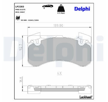 Sada brzdových destiček, kotoučová brzda DELPHI LP2283