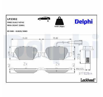 Sada brzdových destiček, kotoučová brzda DELPHI LP2302