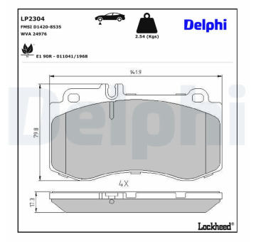 Sada brzdových destiček, kotoučová brzda DELPHI LP2304