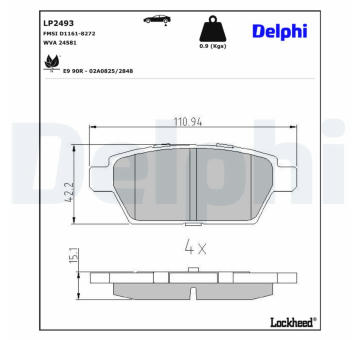 Sada brzdových platničiek kotúčovej brzdy DELPHI LP2493