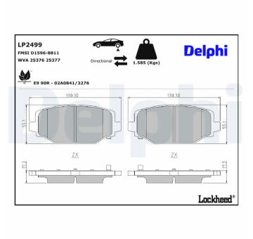 Sada brzdových destiček, kotoučová brzda DELPHI LP2499