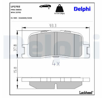 Sada brzdových destiček, kotoučová brzda DELPHI LP2703