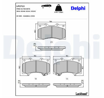 Sada brzdových destiček, kotoučová brzda DELPHI LP2712