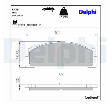 Sada brzdových destiček, kotoučová brzda DELPHI LP29