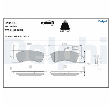 destička brzdová DELFI LP3153 Citroen Jumper III 2,2 HDI 150