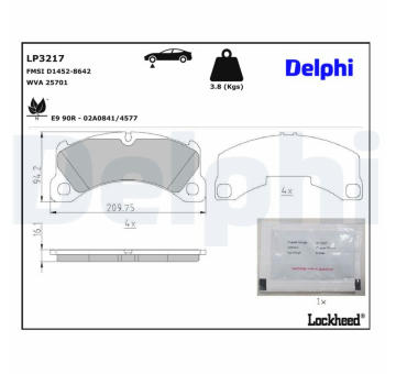 Sada brzdových platničiek kotúčovej brzdy DELPHI LP3217