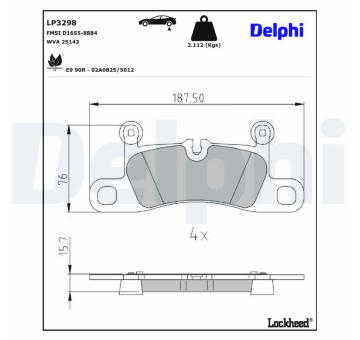 Sada brzdových platničiek kotúčovej brzdy DELPHI LP3298