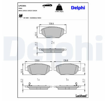 Sada brzdových platničiek kotúčovej brzdy DELPHI LP3301