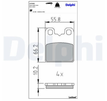 Sada brzdových destiček, parkovací brzda DELPHI LP3382