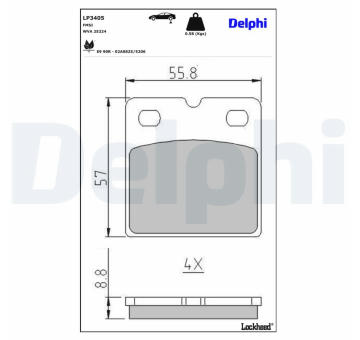 Sada brzdových destiček, parkovací brzda DELPHI LP3405