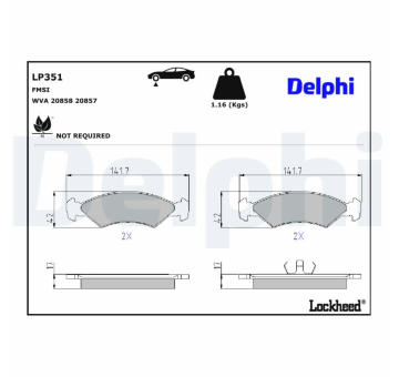 Sada brzdových destiček, kotoučová brzda DELPHI LP351