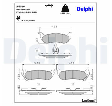 Sada brzdových destiček, kotoučová brzda DELPHI LP3556
