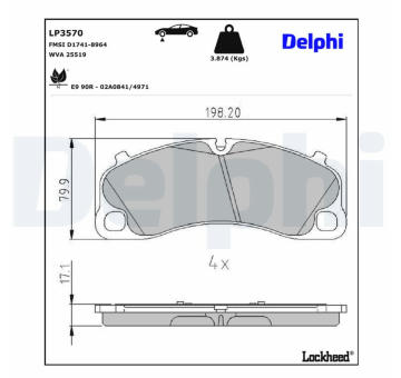 Sada brzdových destiček, kotoučová brzda DELPHI LP3570