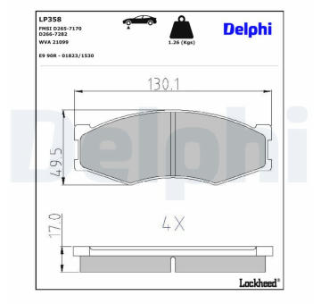 Sada brzdových destiček, kotoučová brzda DELPHI LP358