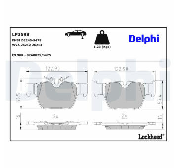 Sada brzdových destiček, kotoučová brzda DELPHI LP3598
