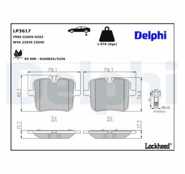 Sada brzdových platničiek kotúčovej brzdy DELPHI LP3617