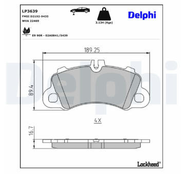Sada brzdových platničiek kotúčovej brzdy DELPHI LP3639