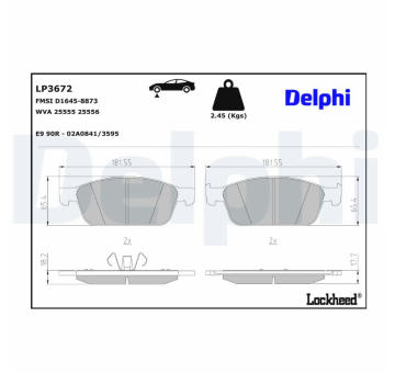 Sada brzdových destiček, kotoučová brzda DELPHI LP3672