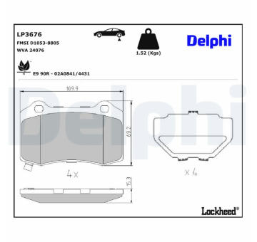 Sada brzdových platničiek kotúčovej brzdy DELPHI LP3676