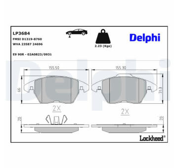 Sada brzdových platničiek kotúčovej brzdy DELPHI LP3684
