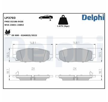 Sada brzdových platničiek kotúčovej brzdy DELPHI LP3703