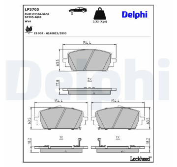 Sada brzdových destiček, kotoučová brzda DELPHI LP3705
