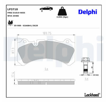 Sada brzdových destiček, kotoučová brzda DELPHI LP3710