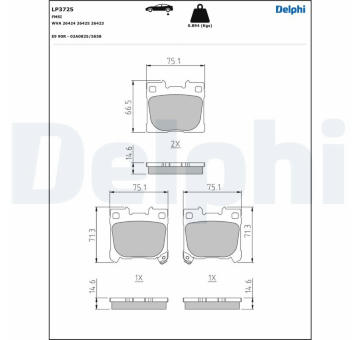 Sada brzdových destiček, kotoučová brzda DELPHI LP3725