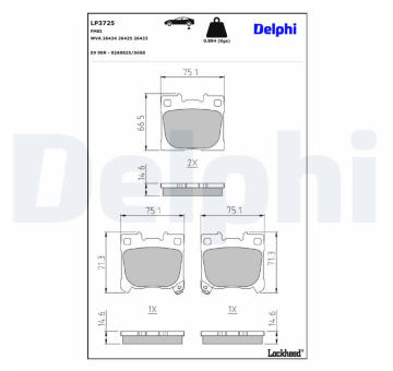 Sada brzdových destiček, kotoučová brzda DELPHI LP3725