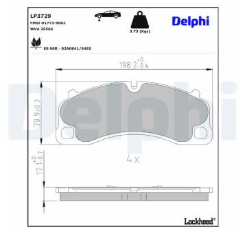 Sada brzdových destiček, kotoučová brzda DELPHI LP3729