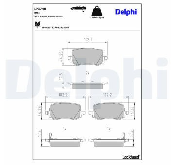 Sada brzdových platničiek kotúčovej brzdy DELPHI LP3740