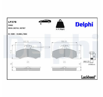 Sada brzdových destiček, kotoučová brzda DELPHI LP378